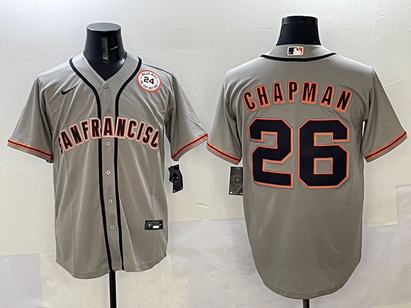 Men San Francisco Giants 26 Chapman Grey Game Nike 2025 MLB Jersey style 37
